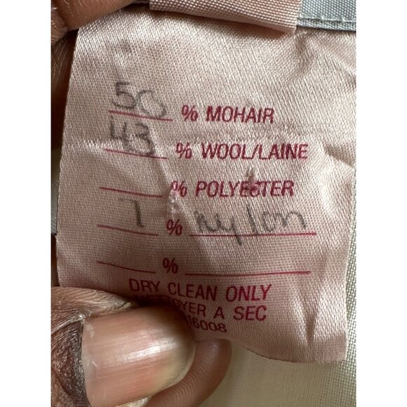 Vintage 80s Mohair Blend Zip-Up Cardigan Fuzzy Puffy Sleeves Ribbed Cuffs Retro - Picture 5 of 7